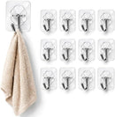 Kit com 10 Ganchos Adesivos Transparentes 180°