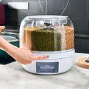 Dispenser de Cereais Giratório 6 Divisórias | Porta Grãos Organizador de Cozinha